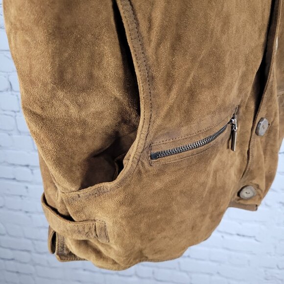 King Ranch Brown Genuine Suede Leather Western Lined Buttoned Vest Size Large L - Picture 11 of 16